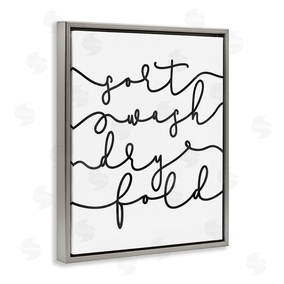 Sort Wash Dry Fold Grey Floating Frame Canvas Wall Art, Home Decor by Erica Billups