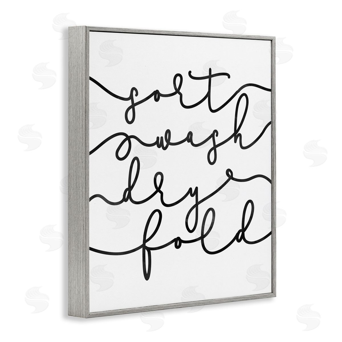 Sort Wash Dry Fold Grey Frame Print Wall Art, Home Decor by Erica Billups