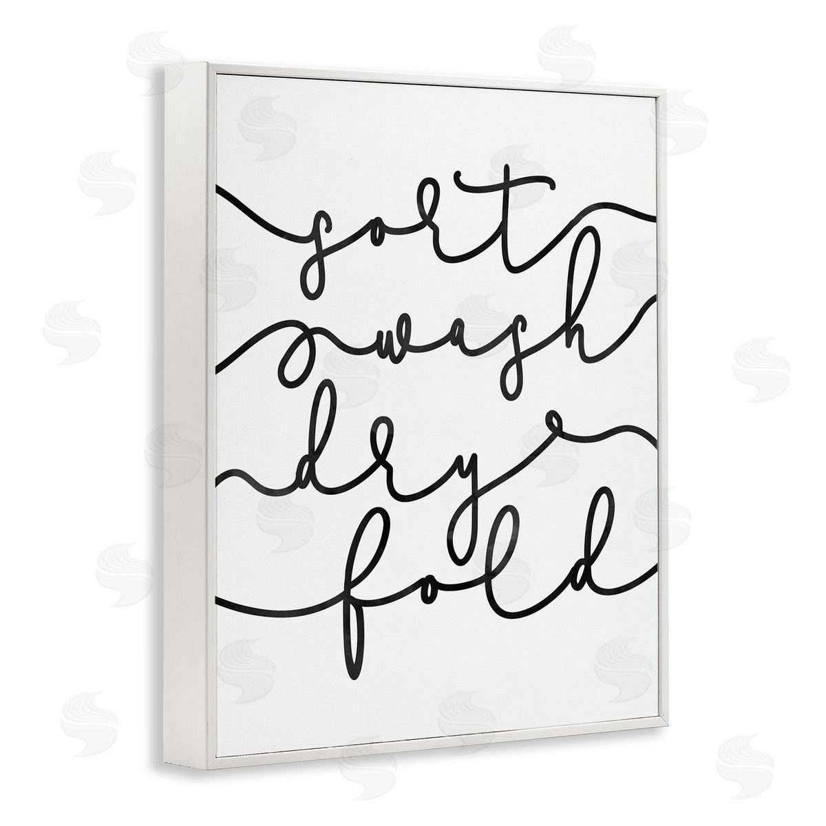 Sort Wash Dry Fold White Frame Print Wall Art, Home Decor by Erica Billups