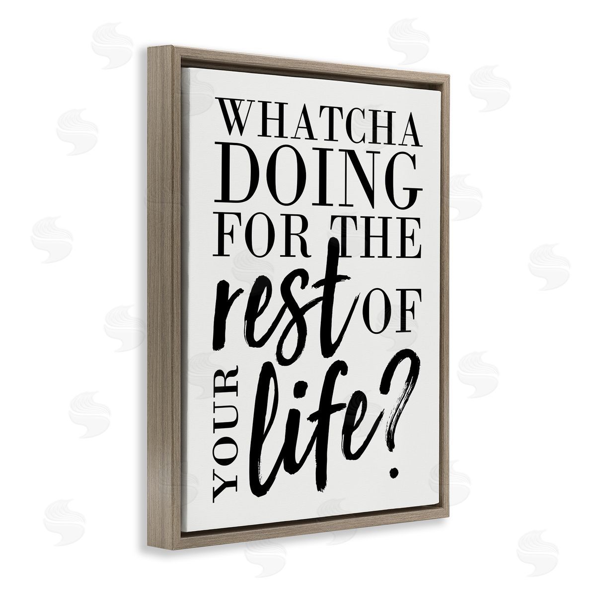 Watcha Doing Inspirational Brown Floating Frame Canvas Wall Art, Home Decor by Erica Billups