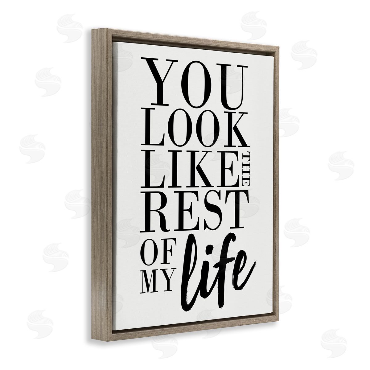 You Look Like Romantic Brown Floating Frame Canvas Wall Art, Home Decor by Erica Billups