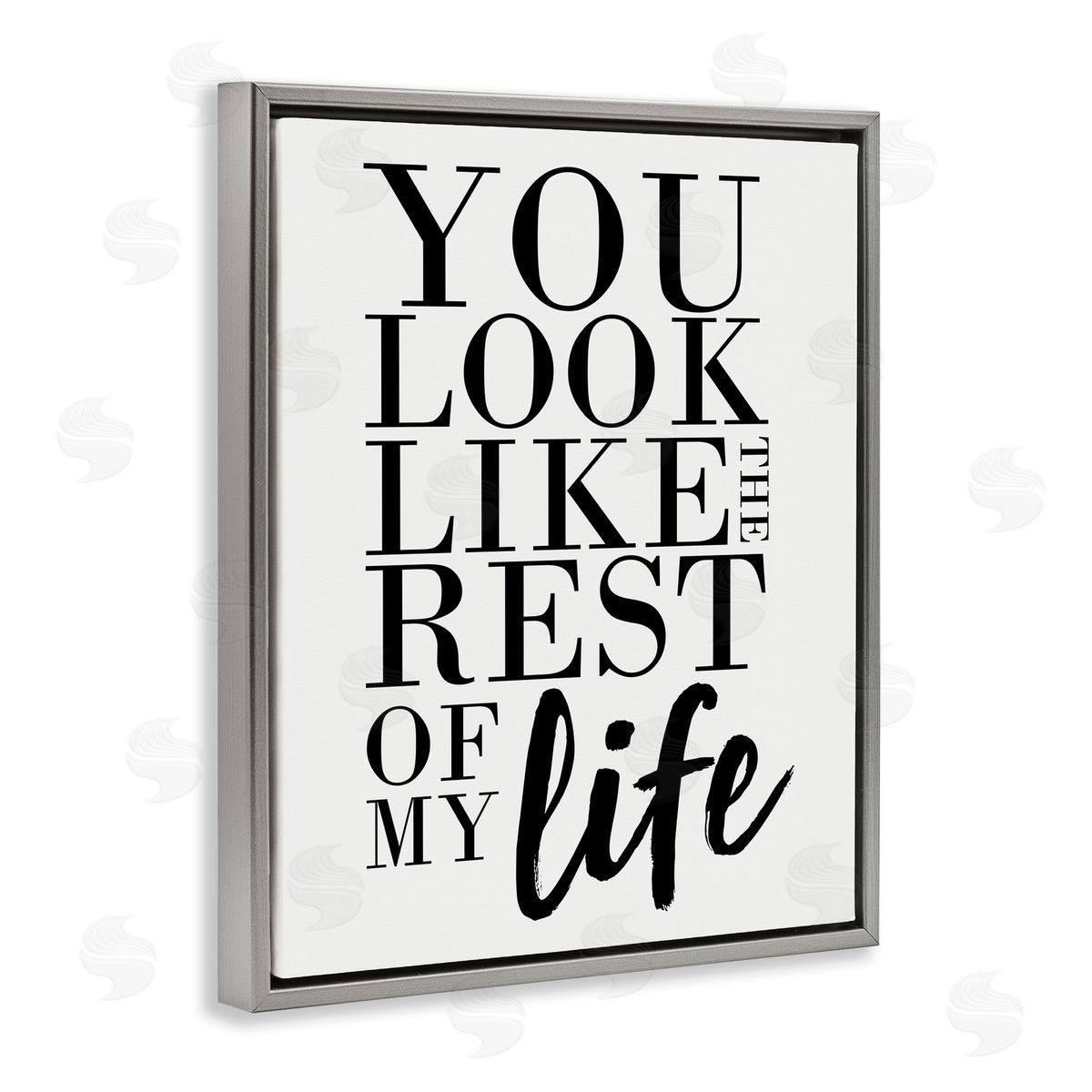 You Look Like Romantic Grey Floating Frame Canvas Wall Art, Home Decor by Erica Billups