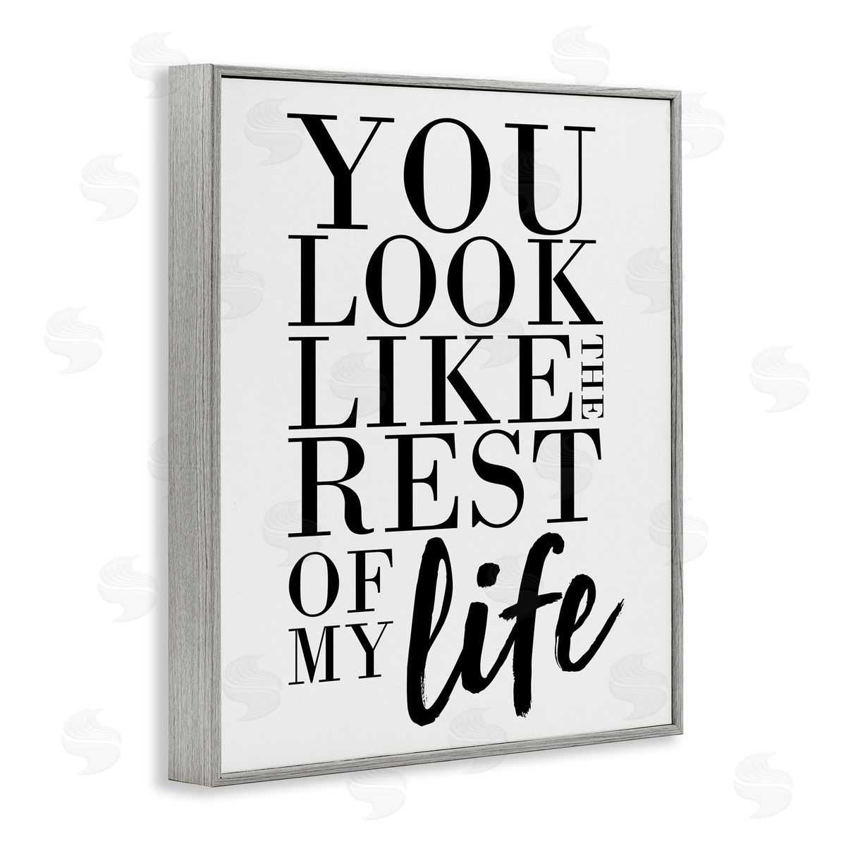 You Look Like Romantic Grey Frame Print Wall Art, Home Decor by Erica Billups