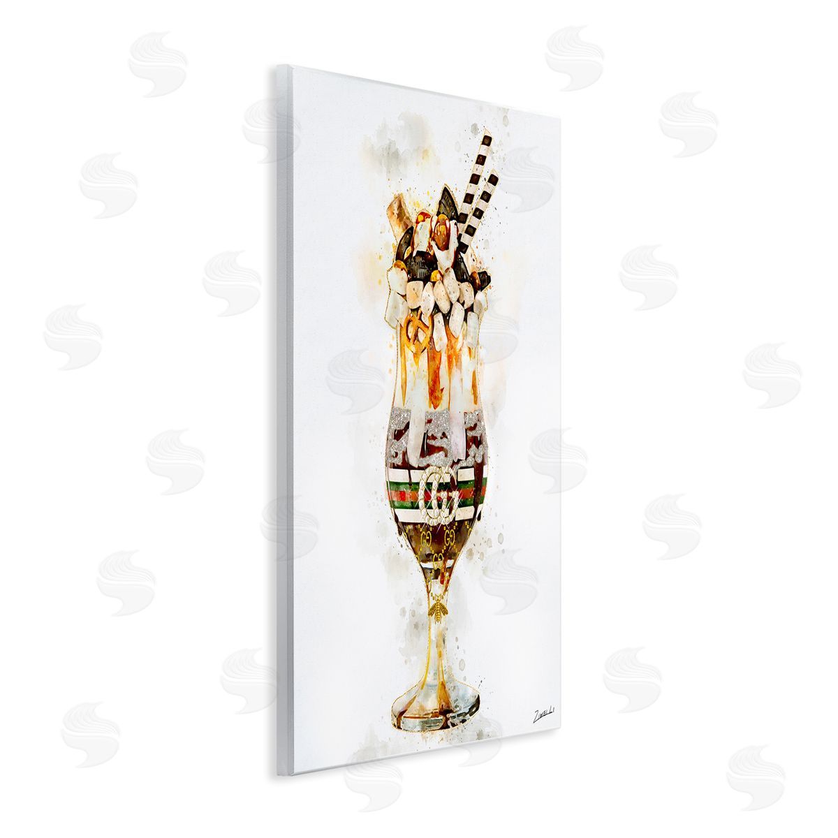 Fashion Brand Dessert Glass Wood Plaque Wall Art, Home Decor by Ziwei Li