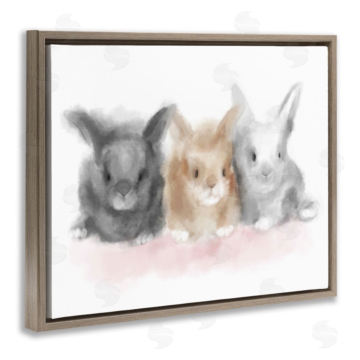 Fluffy Bunnies Nursery Animals Brown Floating Frame Canvas Wall Art, Home Decor by Stupell Studio