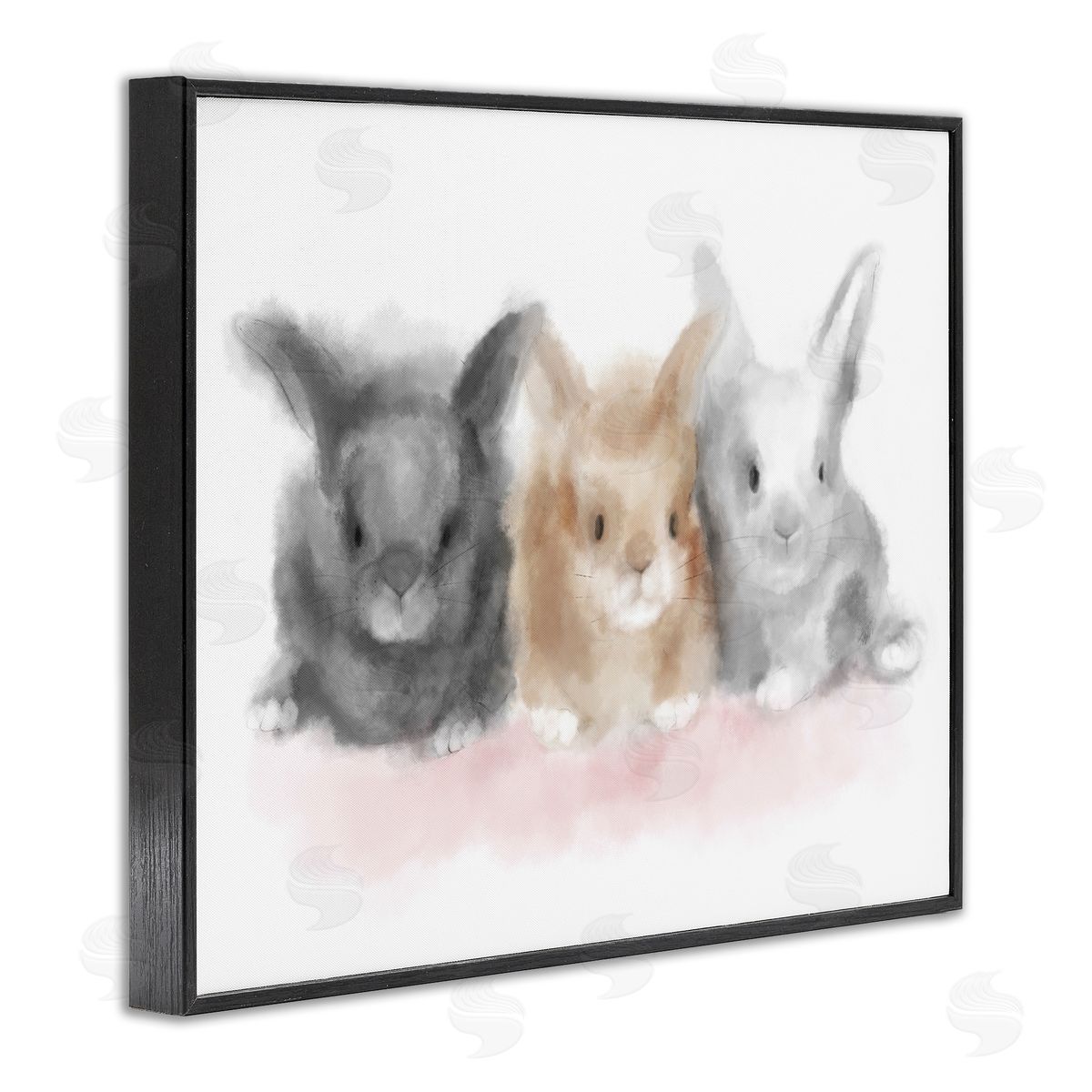 Fluffy Bunnies Nursery Animals Black Frame Print Wall Art, Home Decor by Stupell Studio