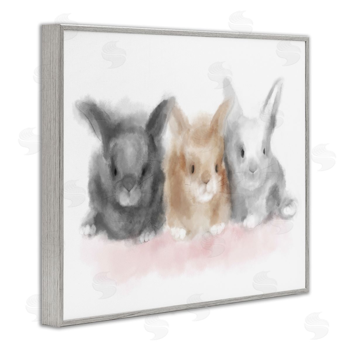 Fluffy Bunnies Nursery Animals Grey Frame Print Wall Art, Home Decor by Stupell Studio