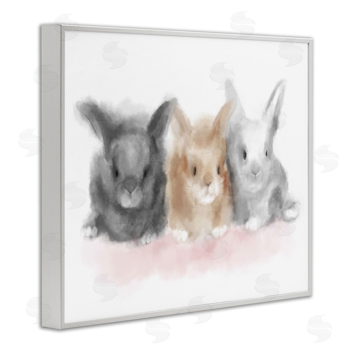 Fluffy Bunnies Nursery Animals White Frame Print Wall Art, Home Decor by Stupell Studio