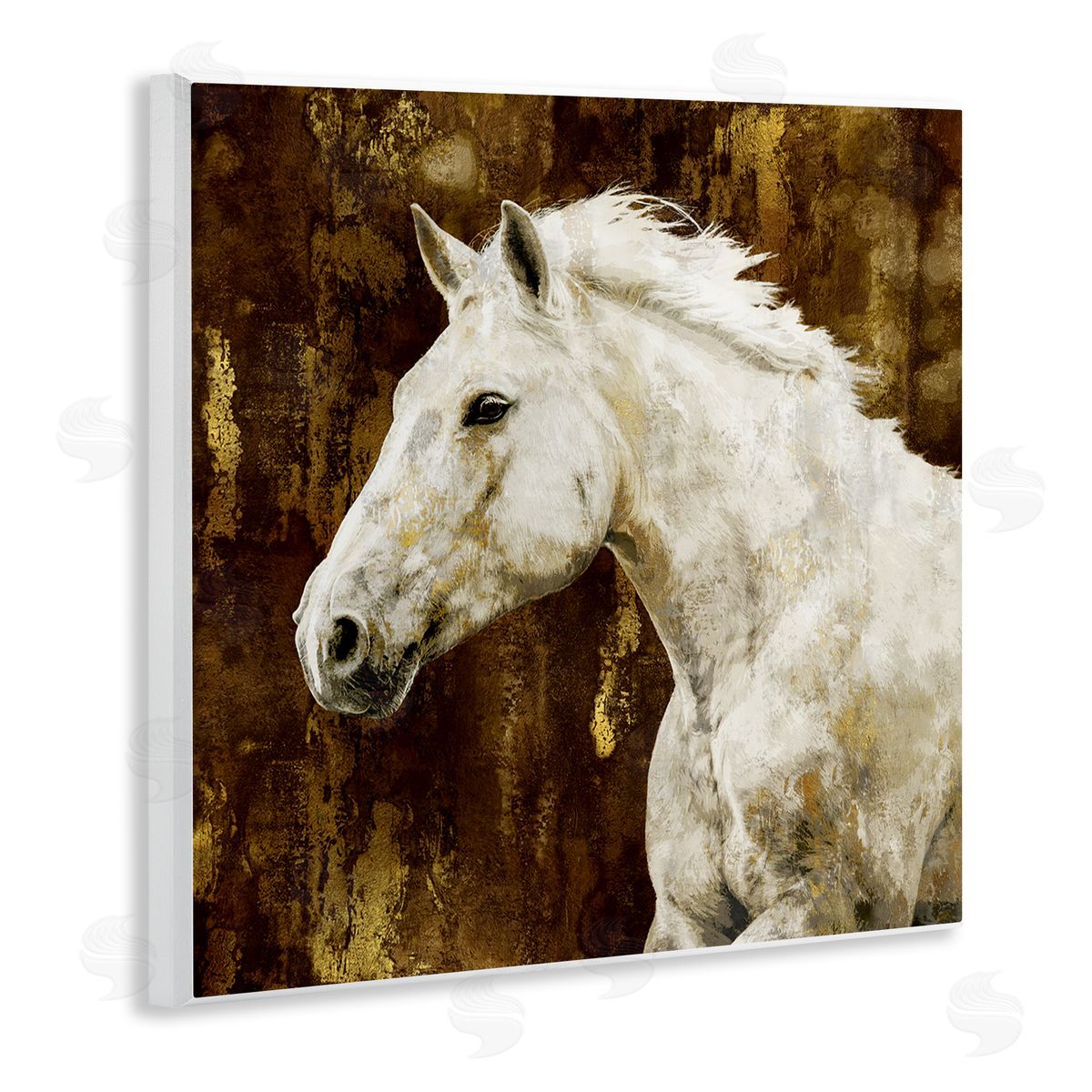 White Stallion Horse Portrait Wood Plaque Wall Art, Home Decor by Melonie Miller