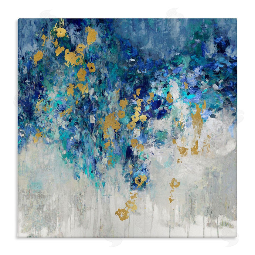 Nikki Robbins | Abstract Blue Gold Paint Design