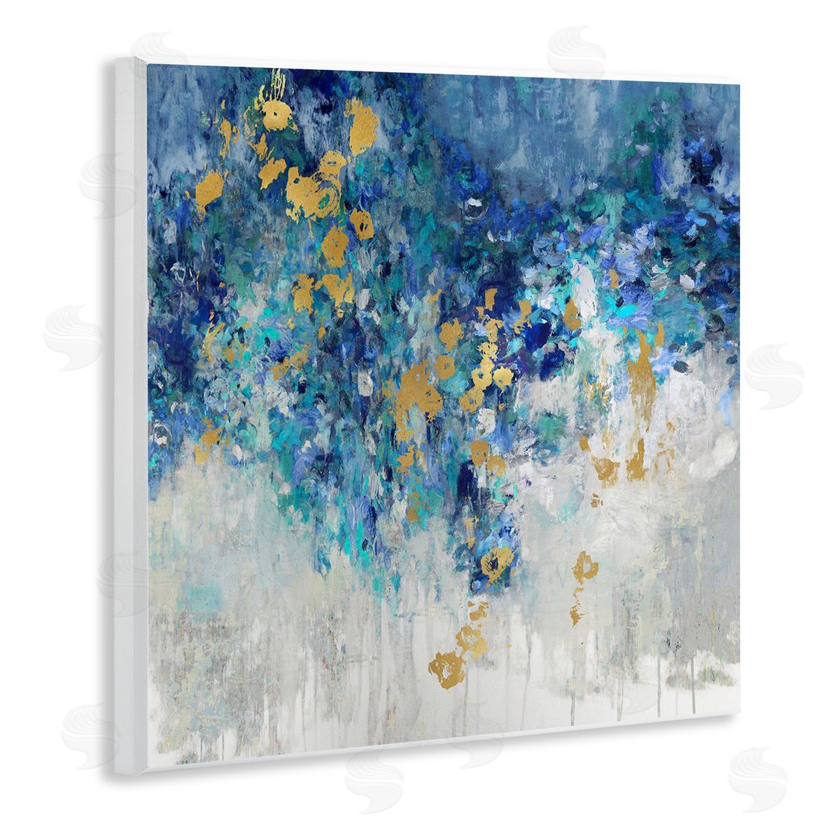 Abstract Blue Gold Paint Design Wood Plaque Wall Art, Home Decor by Nikki Robbins