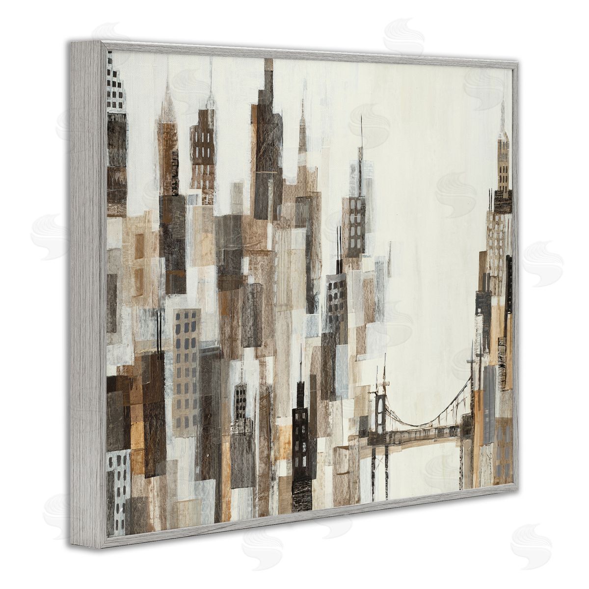 Cityscape Abstract Squares Grey Frame Print Wall Art, Home Decor by Liz Jardine