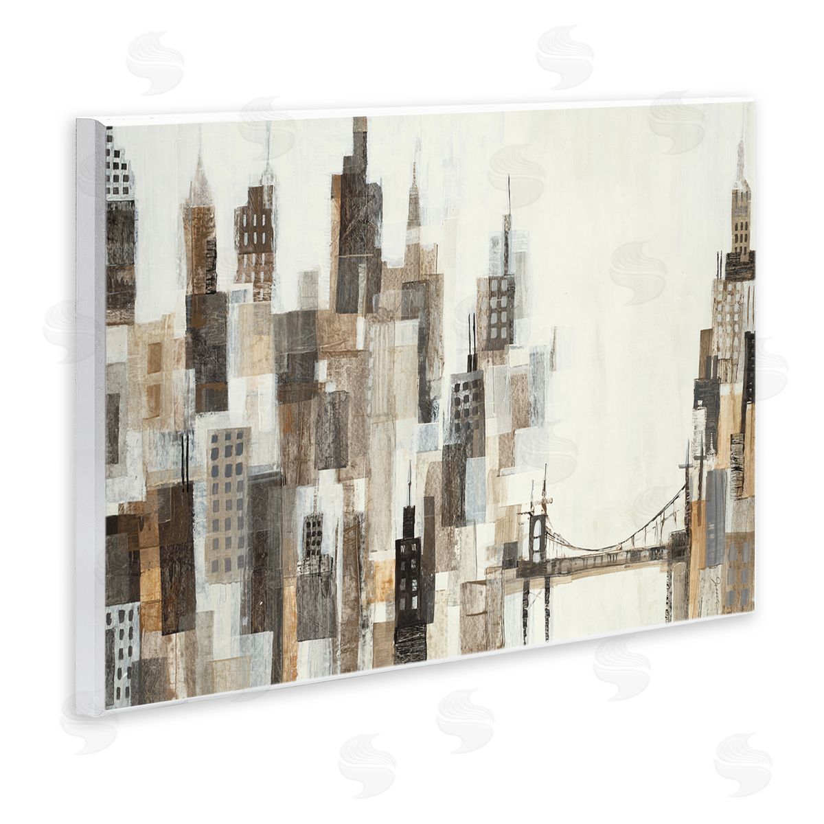 Cityscape Abstract Squares Wood Plaque Wall Art, Home Decor by Liz Jardine