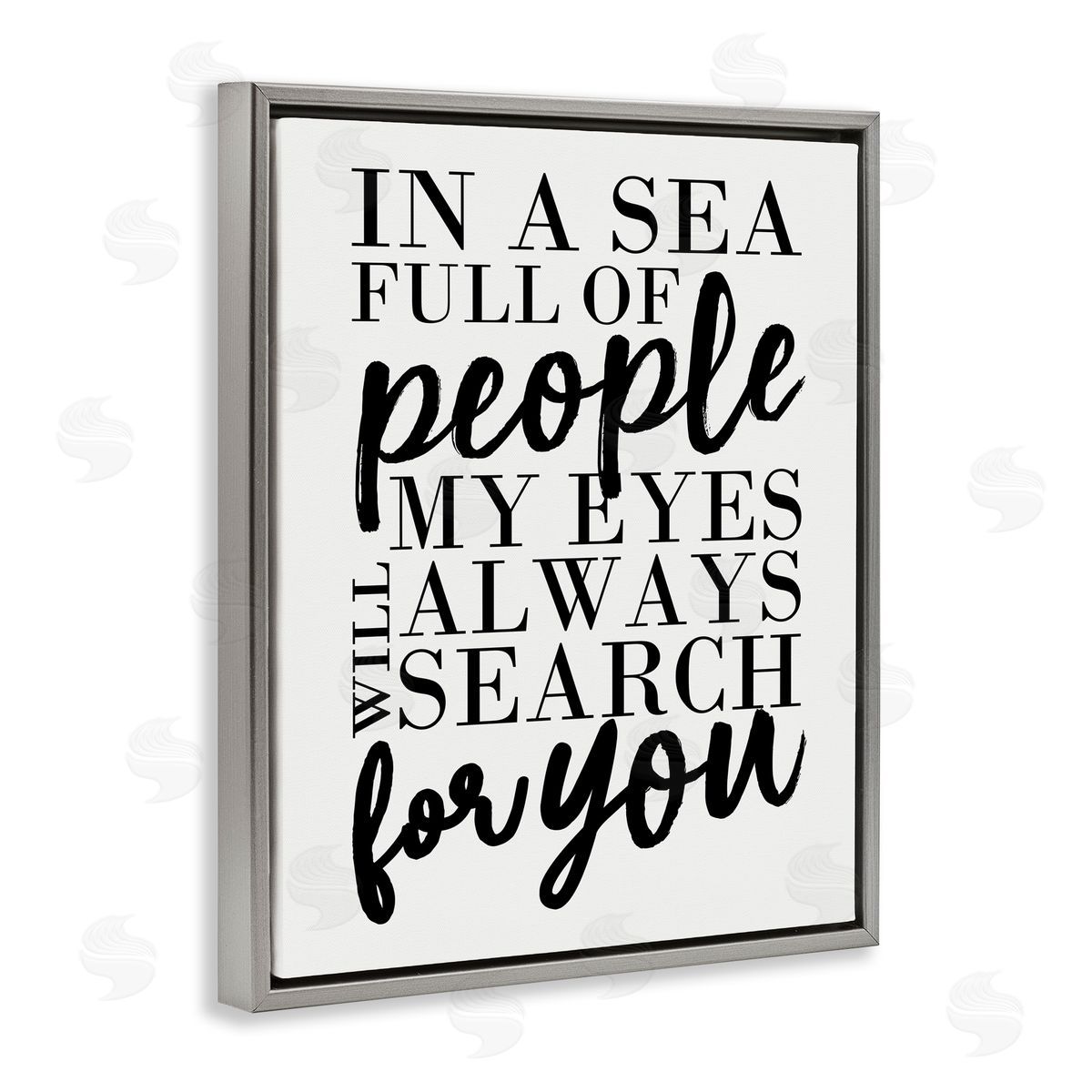 Always Search For You Romantic Grey Floating Frame Canvas Wall Art, Home Decor by Erica Billups
