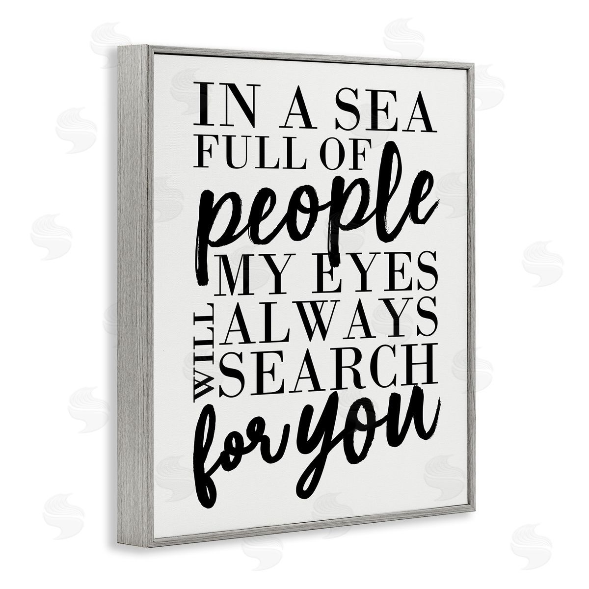 Always Search For You Romantic Grey Frame Print Wall Art, Home Decor by Erica Billups