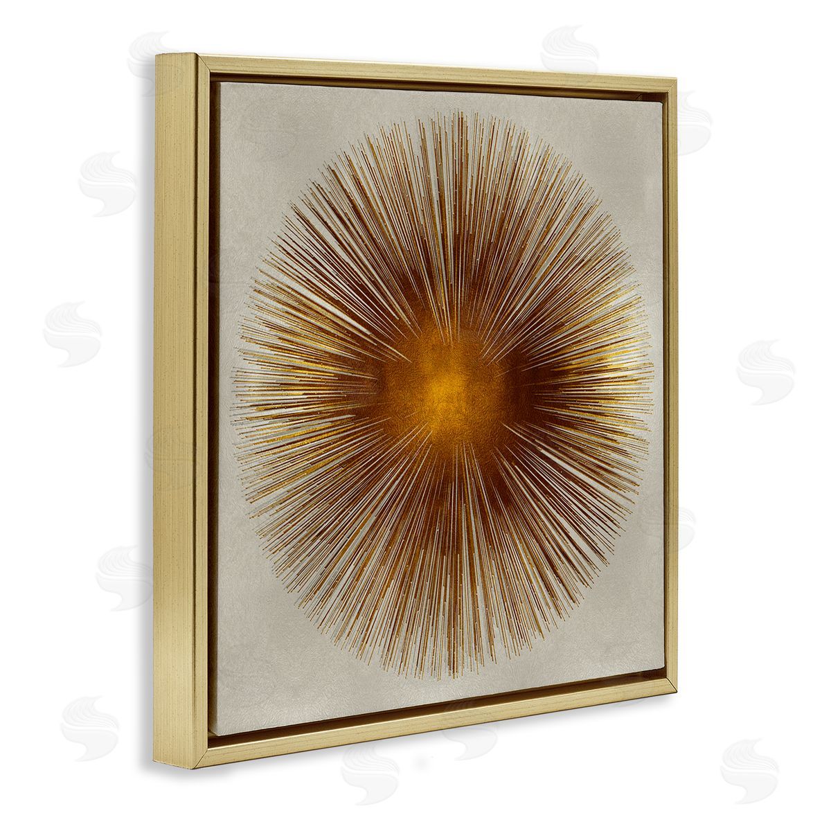 Radiant Gold Orb Abstract Shape Gold Floating Frame Canvas Wall Art, Home Decor by Abby Young