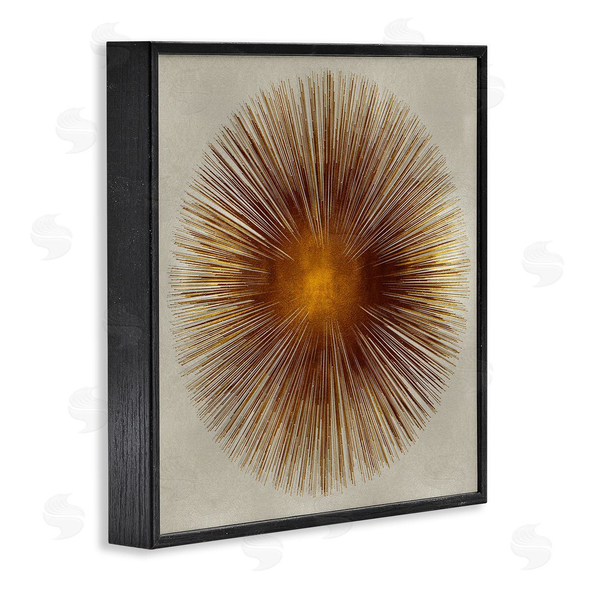 Radiant Gold Orb Abstract Shape Black Frame Print Wall Art, Home Decor by Abby Young