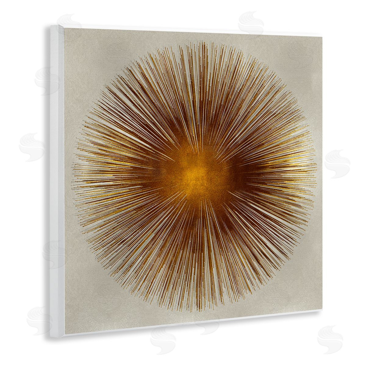 Radiant Gold Orb Abstract Shape Wood Plaque Wall Art, Home Decor by Abby Young