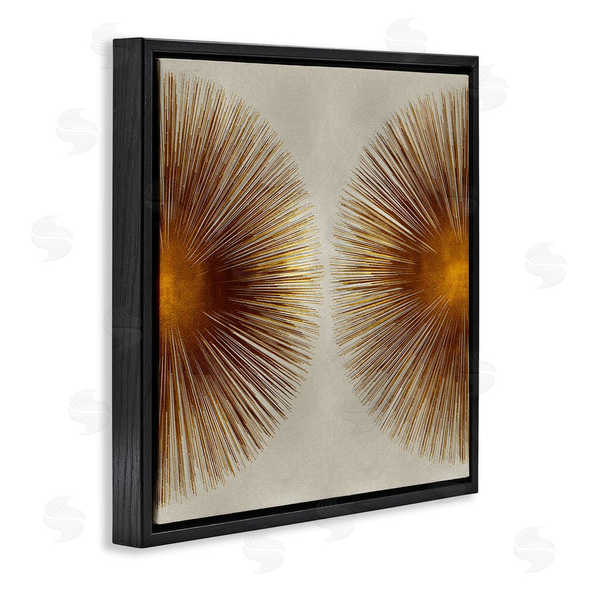 Radiant Gold Orbs Abstract Shape Black Floating Frame Canvas Wall Art, Home Decor by Abby Young