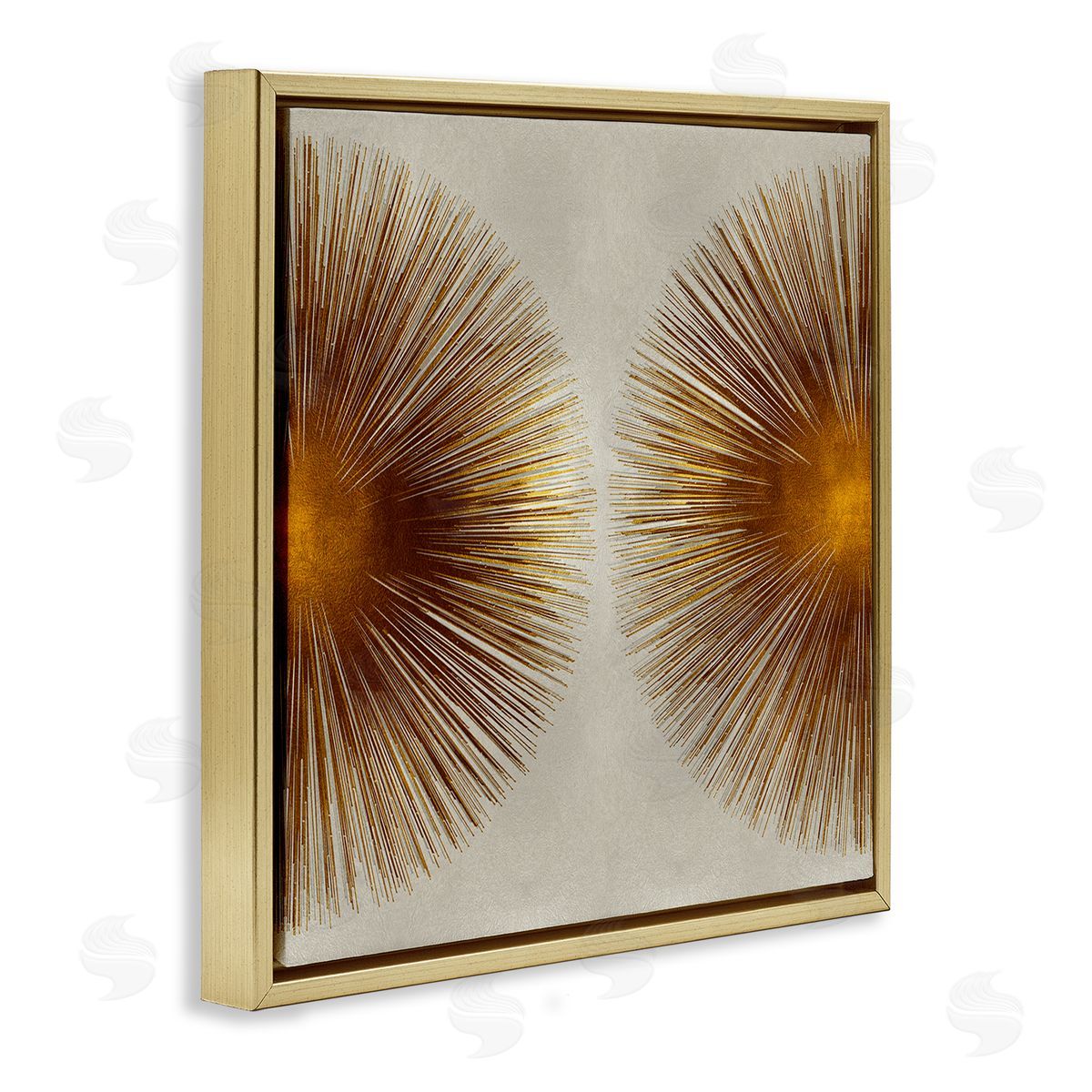 Radiant Gold Orbs Abstract Shape Gold Floating Frame Canvas Wall Art, Home Decor by Abby Young