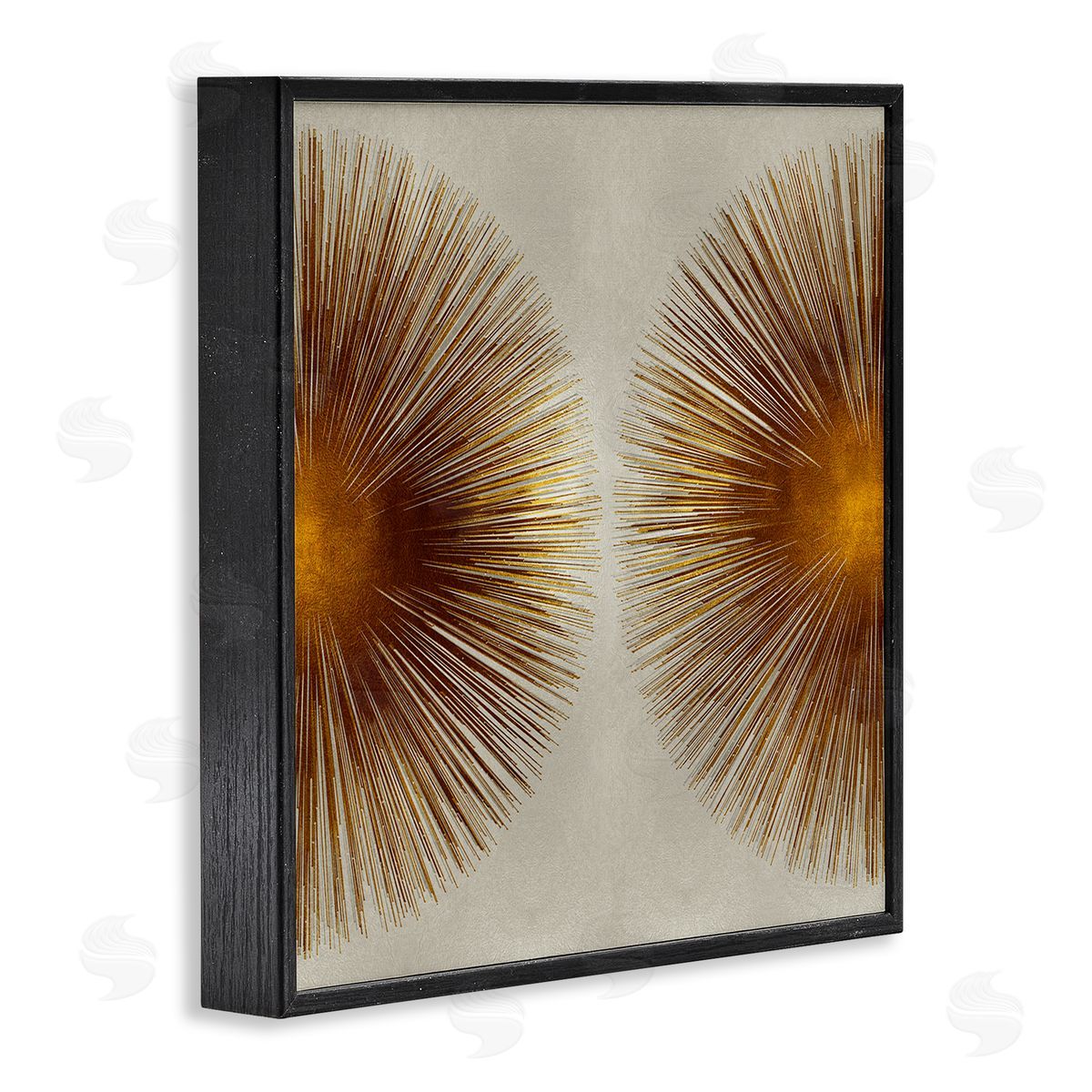 Radiant Gold Orbs Abstract Shape Black Frame Print Wall Art, Home Decor by Abby Young