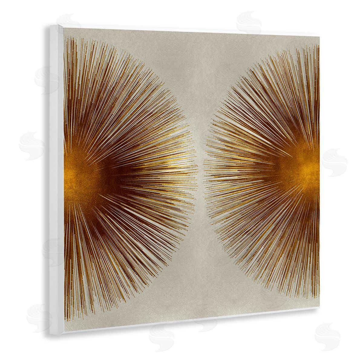 Radiant Gold Orbs Abstract Shape Wood Plaque Wall Art, Home Decor by Abby Young