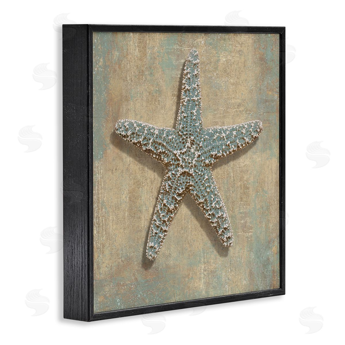 Starfish Beach Objects Design Black Frame Print Wall Art, Home Decor by Caroline Kelly