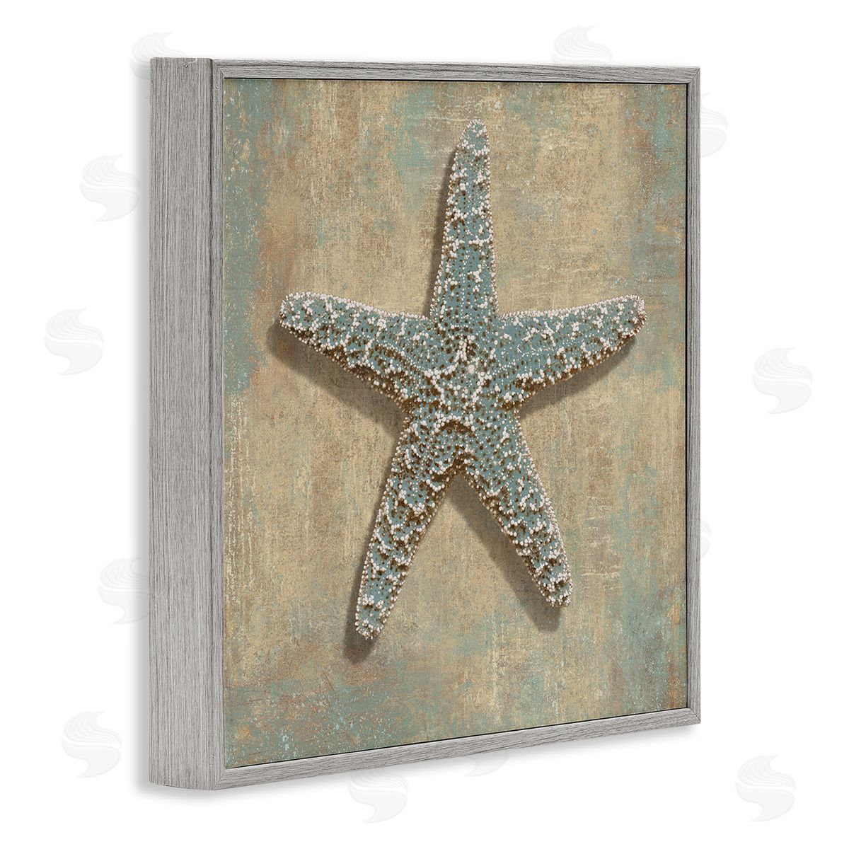 Starfish Beach Objects Design Grey Frame Print Wall Art, Home Decor by Caroline Kelly