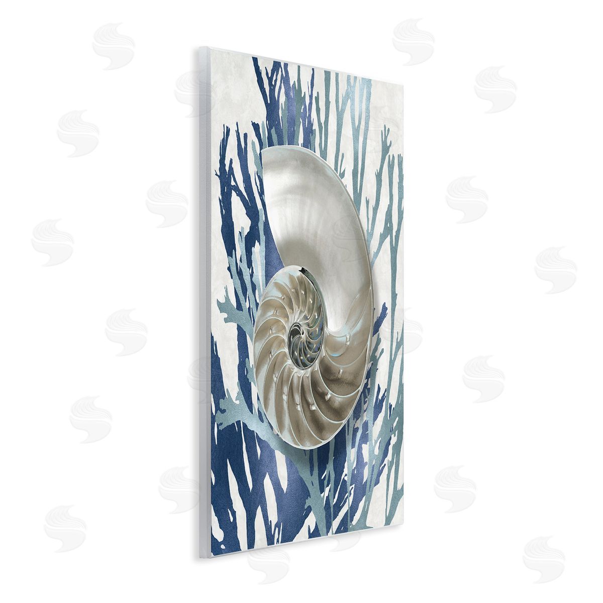 Shell Coral Beach Blue Design Wood Plaque Wall Art, Home Decor by Caroline Kelly