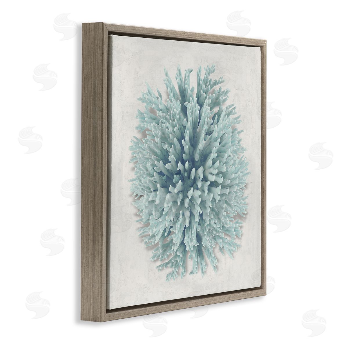 Coral Ball Blue Sea Beach Design Brown Floating Frame Canvas Wall Art, Home Decor by Caroline Kelly
