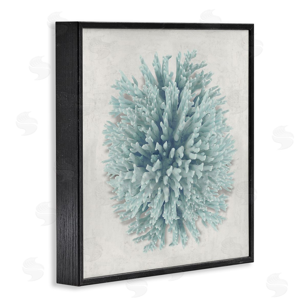 Coral Ball Blue Sea Beach Design Black Frame Print Wall Art, Home Decor by Caroline Kelly