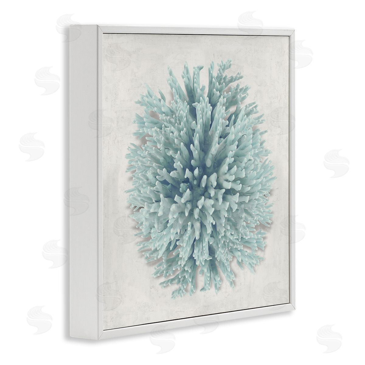 Coral Ball Blue Sea Beach Design White Frame Print Wall Art, Home Decor by Caroline Kelly
