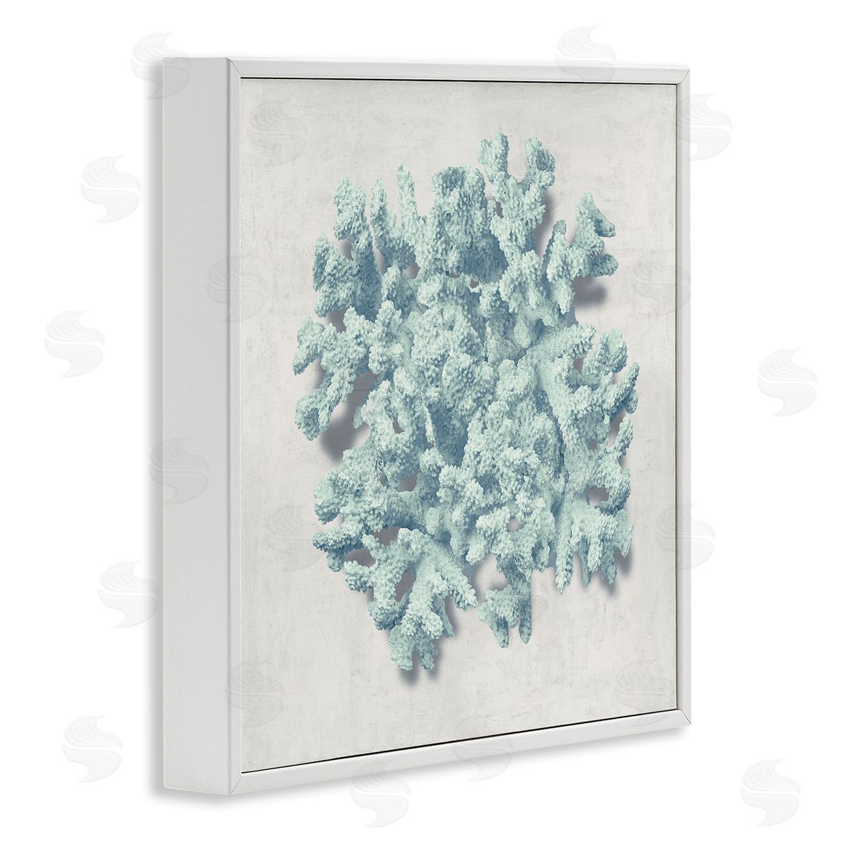 Coral Blue Sea Beach Design White Frame Print Wall Art, Home Decor by Caroline Kelly