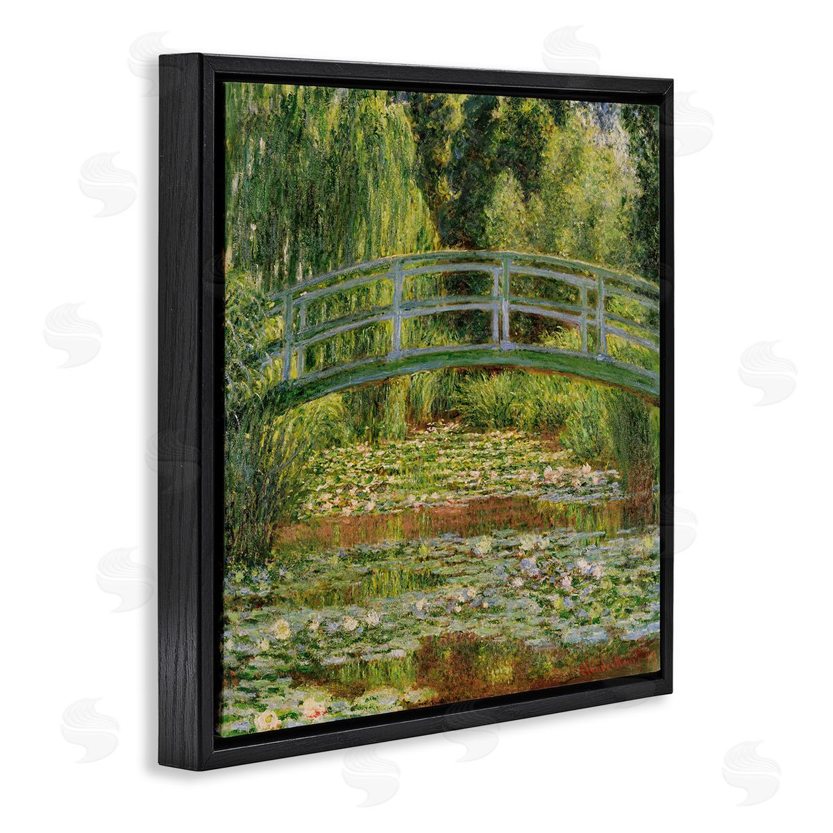 Water Lily Pond Monet Classic Painting Black Floating Frame Canvas Wall Art, Home Decor by Claude Monet