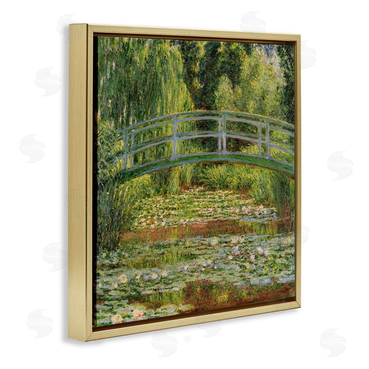 Water Lily Pond Monet Classic Painting Gold Floating Frame Canvas Wall Art, Home Decor by Claude Monet