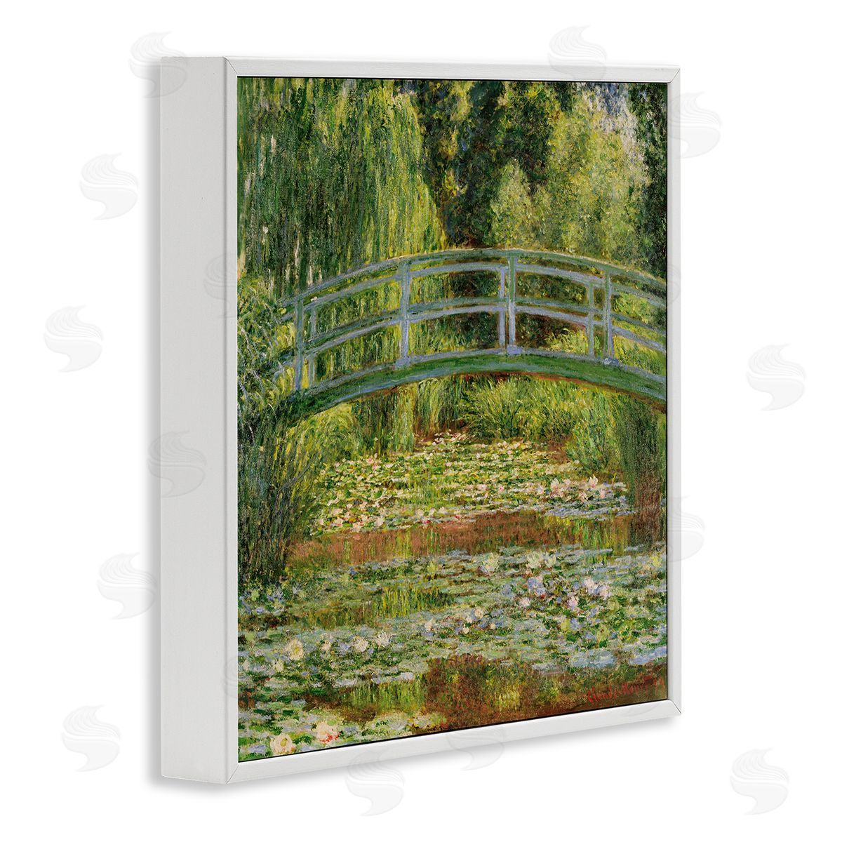 Water Lily Pond Monet Classic Painting White Frame Print Wall Art, Home Decor by Claude Monet