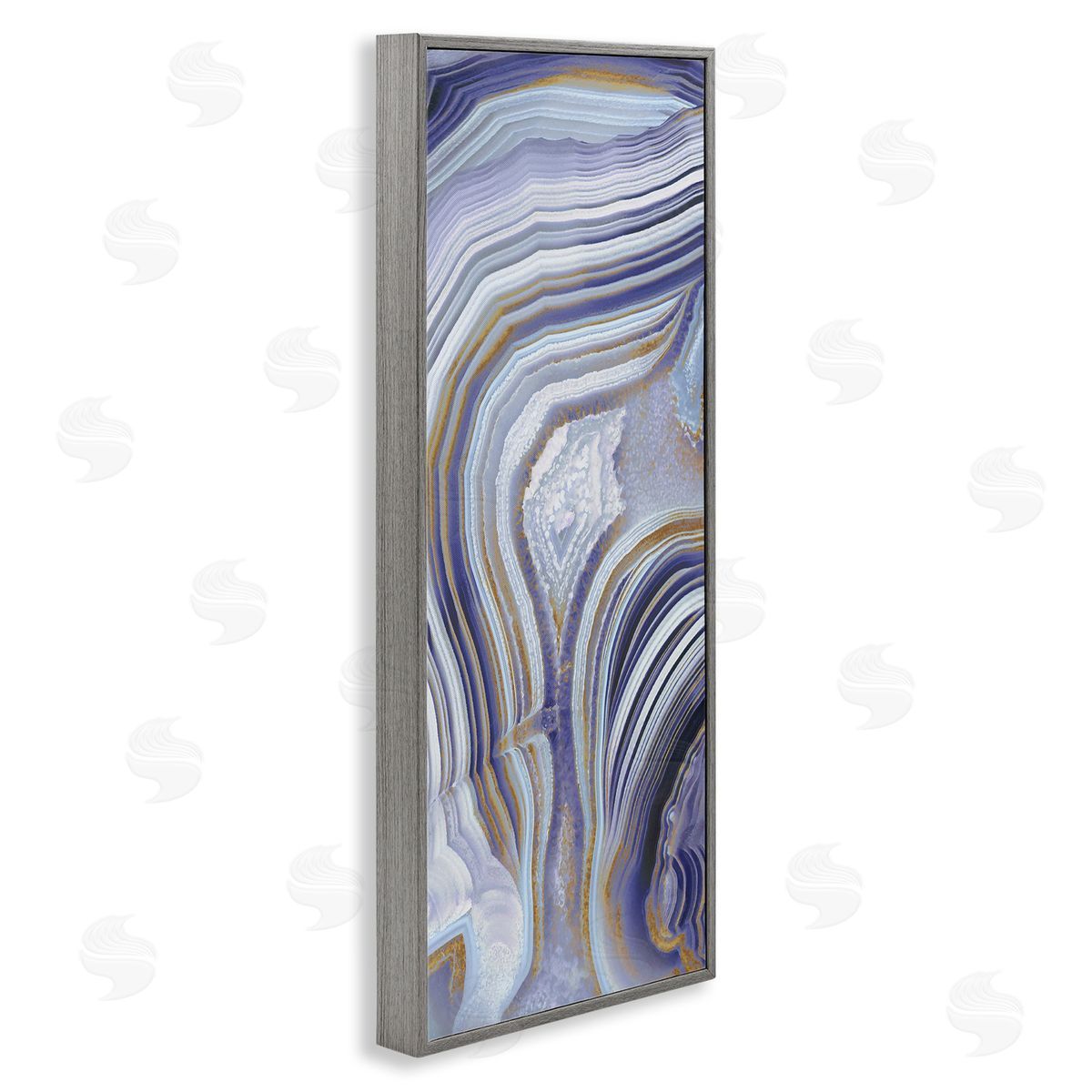 Agate Crystal Pattern Abstract Design Grey Frame Print Wall Art, Home Decor by Danielle Carson