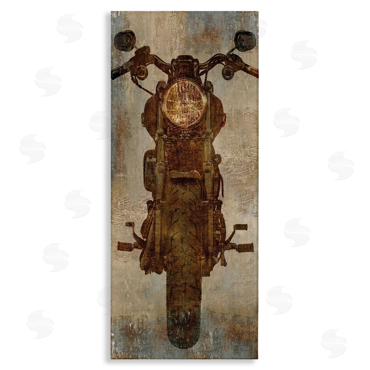 Motorcycle Silhouette Rustic Pattern Canvas Wall Art, Home Decor by Dylan Mattews