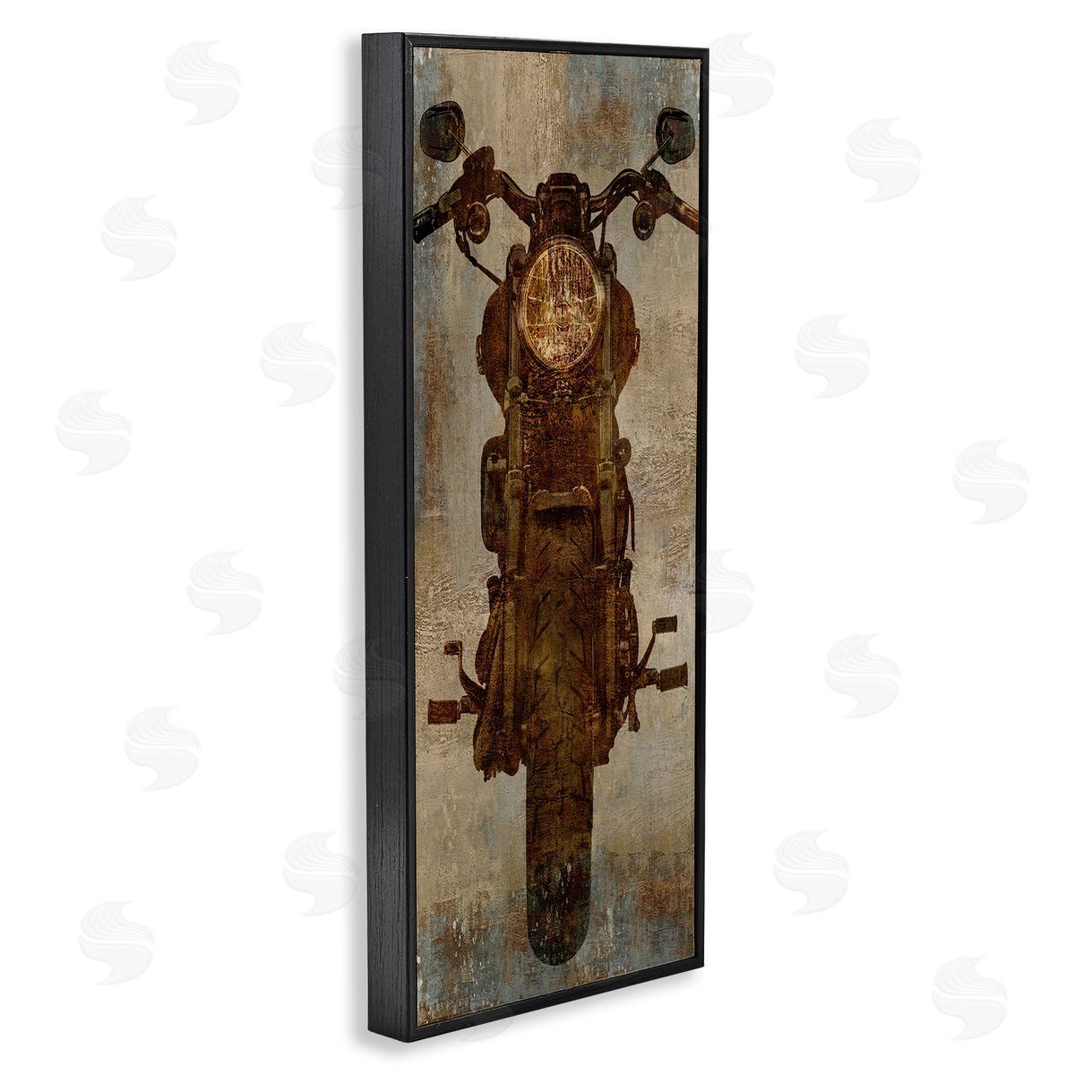 Motorcycle Silhouette Rustic Pattern Black Frame Print Wall Art, Home Decor by Dylan Mattews