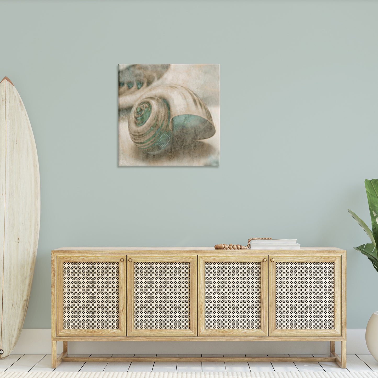 Centered Sharkeye Seashell Canvas Wall Art in Room, Home Decor by Ziwei Li