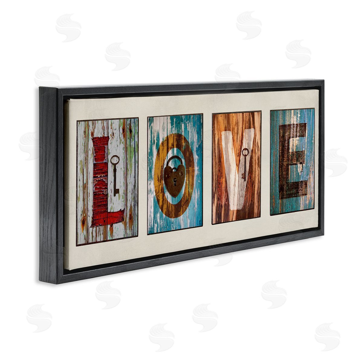 Love Locks And Key Black Floating Frame Canvas Wall Art, Home Decor by Jamie MacDowell