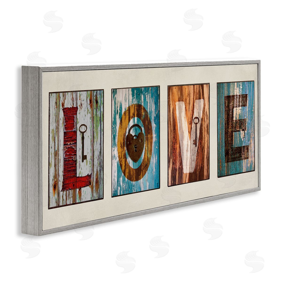 Love Locks And Key Grey Frame Print Wall Art, Home Decor by Jamie MacDowell