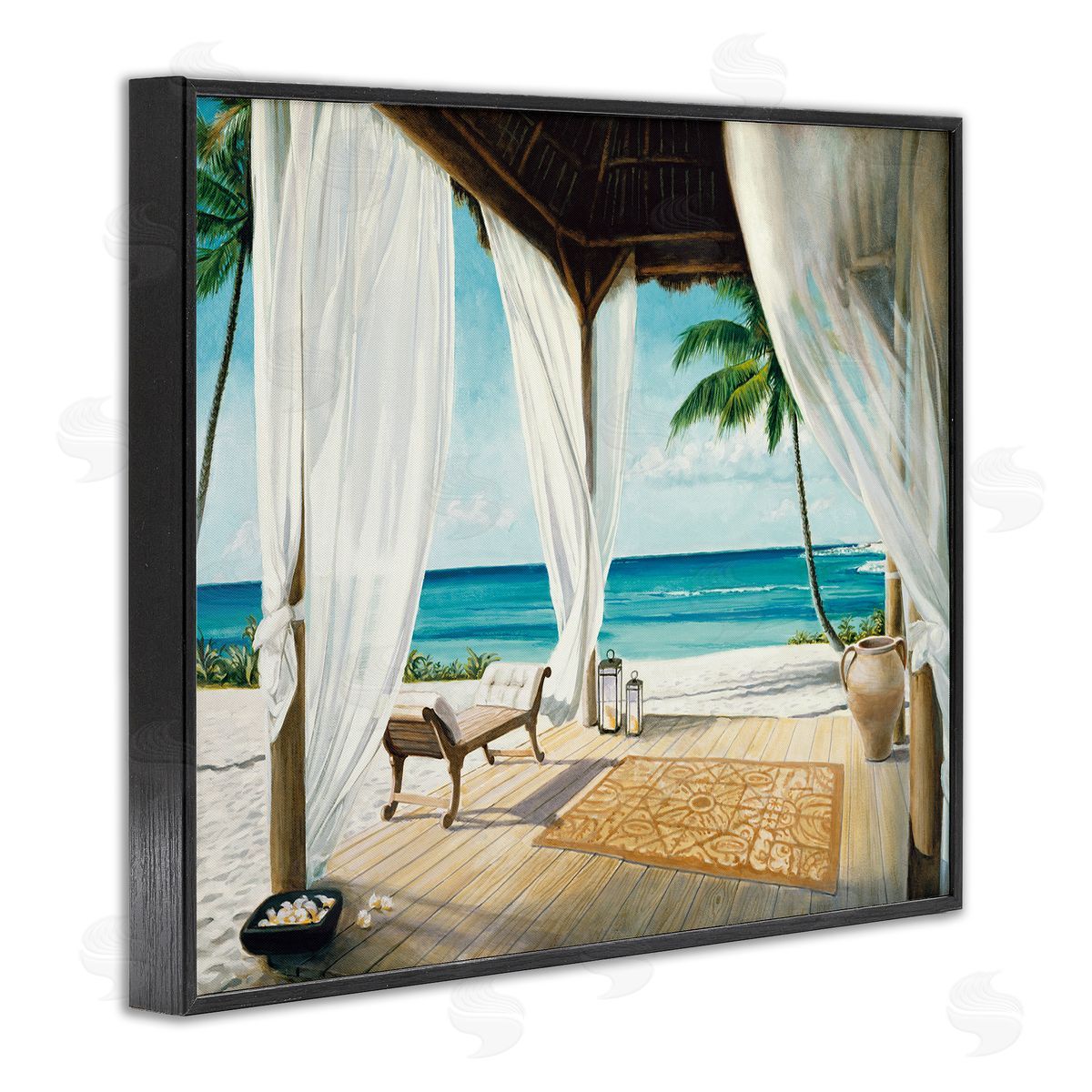 Beach Resort Sea Landscape Black Frame Print Wall Art, Home Decor by Jacob Reed