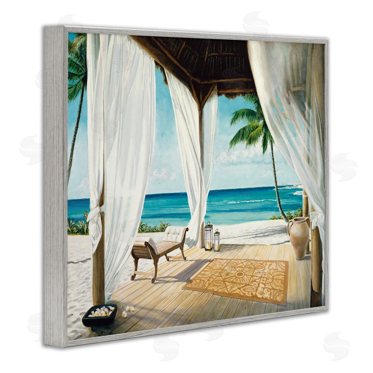 Beach Resort Sea Landscape Grey Frame Print Wall Art, Home Decor by Jacob Reed