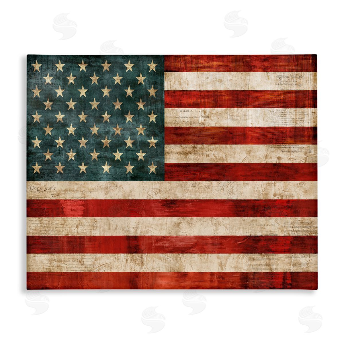US American Flag Rustic Pattern Canvas Wall Art, Home Decor by Luke Wilson