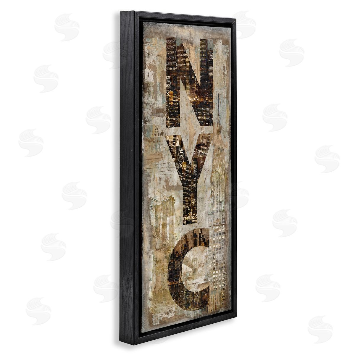 New York City Montage Collage Black Floating Frame Canvas Wall Art, Home Decor by Luke Wilson