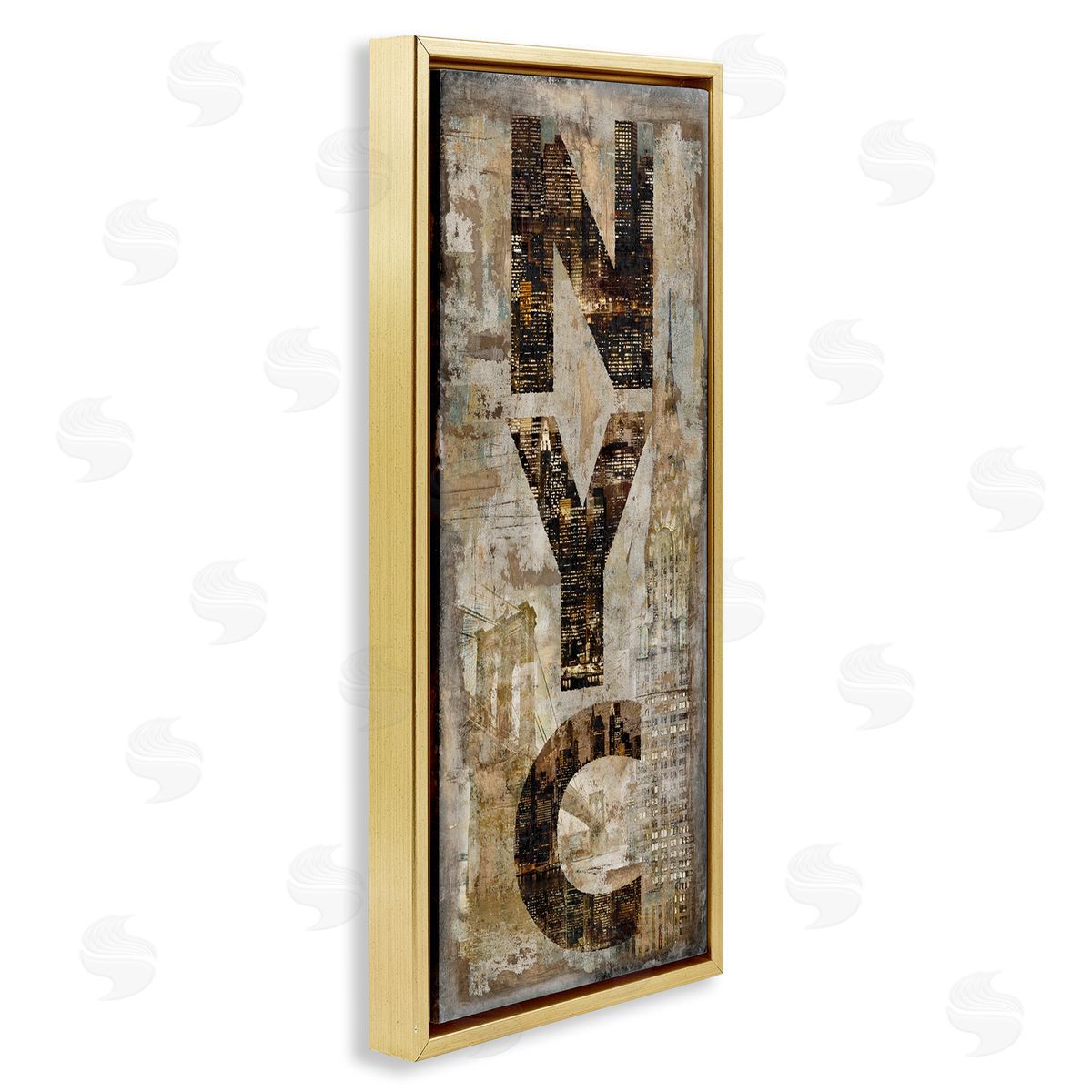 New York City Montage Collage Gold Floating Frame Canvas Wall Art, Home Decor by Luke Wilson