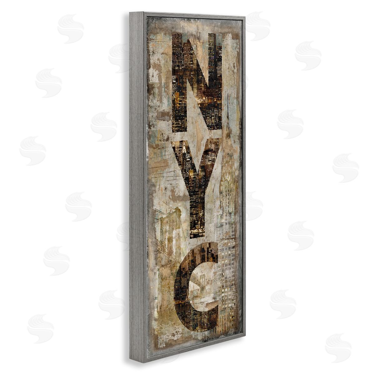 New York City Montage Collage Grey Frame Print Wall Art, Home Decor by Luke Wilson
