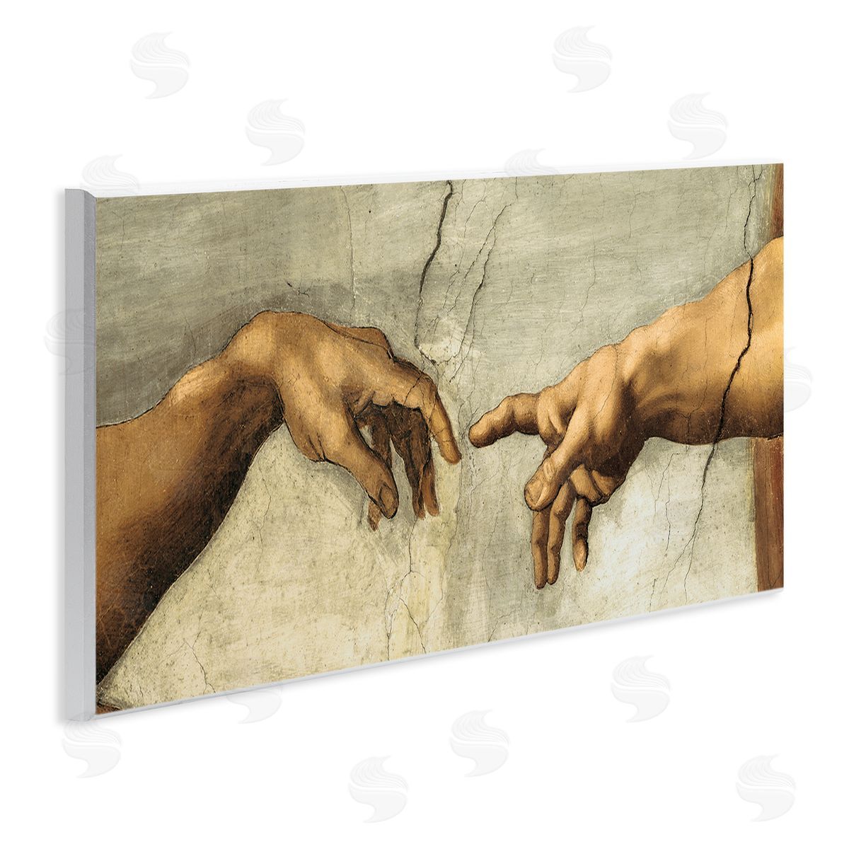 Hands of The Creation Religious Painting Wood Plaque Wall Art, Home Decor by Michelangelo