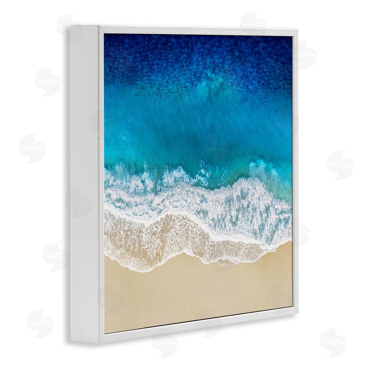 Birds Eye Beach Side Ocean White Frame Print Wall Art, Home Decor by Maggie Olsen